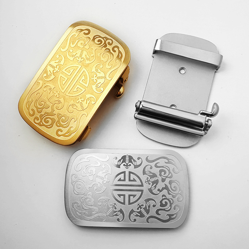 Automaatne vööklammer, terasest, ristkülikukujuline, lillemustriga, meestele