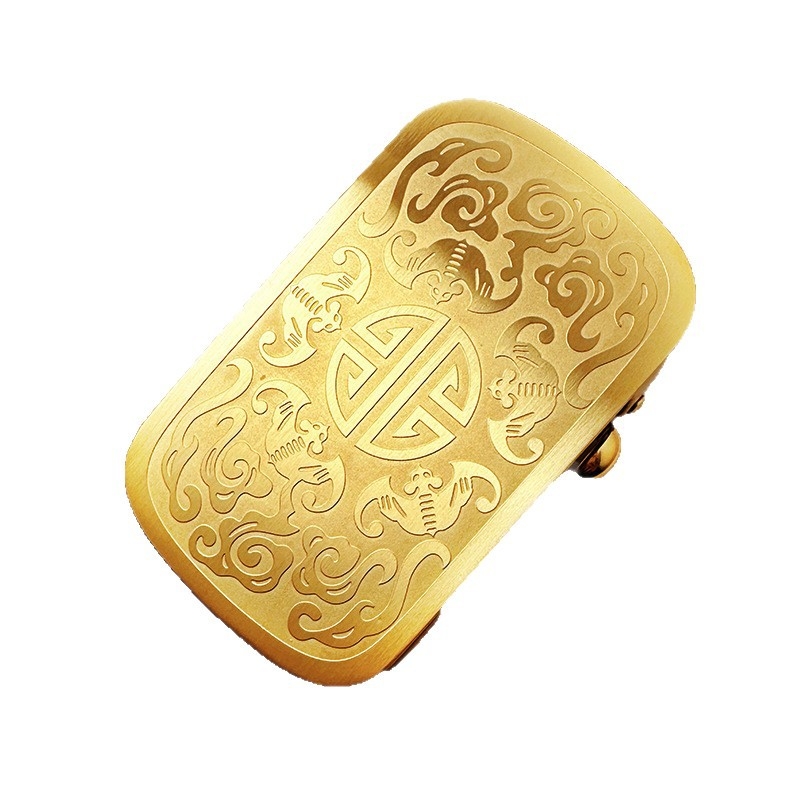 Automaatne vööklammer, terasest, ristkülikukujuline, lillemustriga, meestele