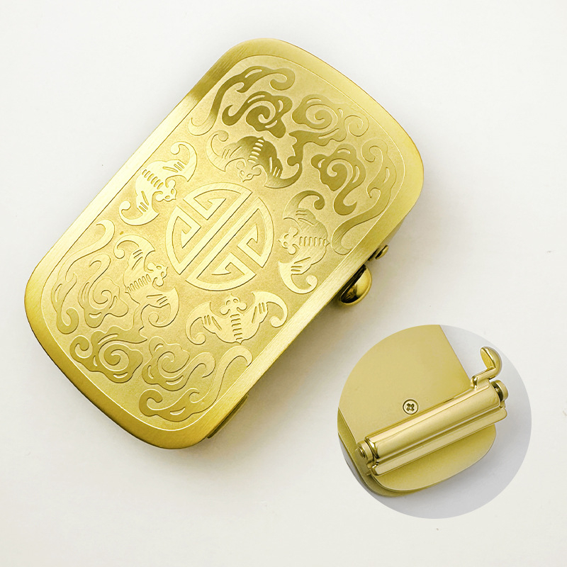 Automaatne vööklammer, terasest, ristkülikukujuline, lillemustriga, meestele