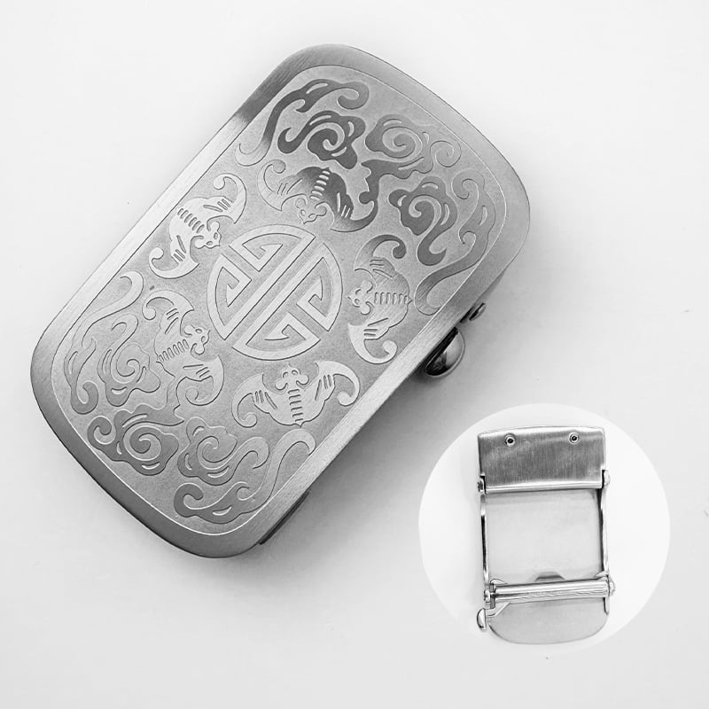 Automaatne vööklammer, terasest, ristkülikukujuline, lillemustriga, meestele