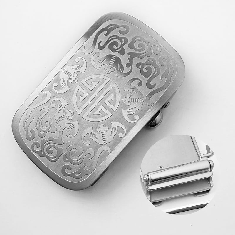 Automaatne vööklammer, terasest, ristkülikukujuline, lillemustriga, meestele