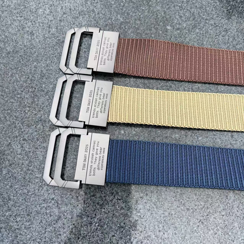 Korejski muški najlon pojas s dvostrukim prstenom i aluminijskom kopčom, kanvas tkan džinsa pojas, veličina 120
