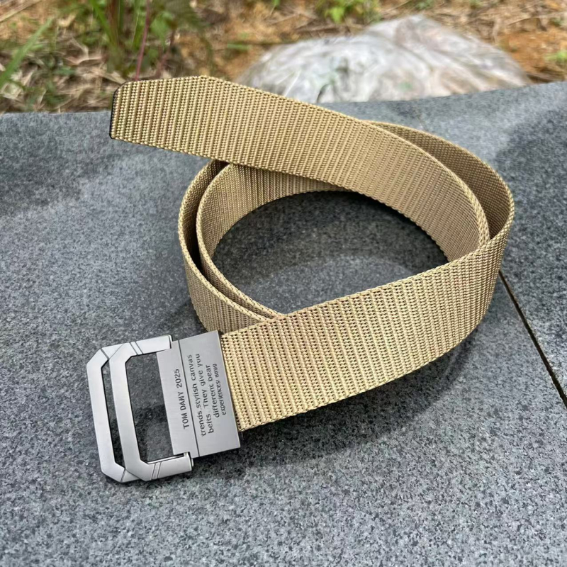 Korejski muški najlon pojas s dvostrukim prstenom i aluminijskom kopčom, kanvas tkan džinsa pojas, veličina 120