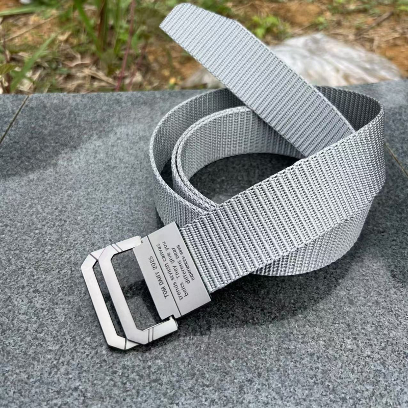 Korejski muški najlon pojas s dvostrukim prstenom i aluminijskom kopčom, kanvas tkan džinsa pojas, veličina 120