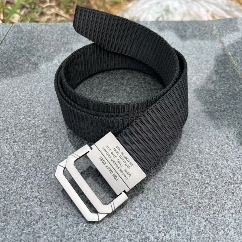 Korejski muški najlon pojas s dvostrukim prstenom i aluminijskom kopčom, kanvas tkan džinsa pojas, veličina 120