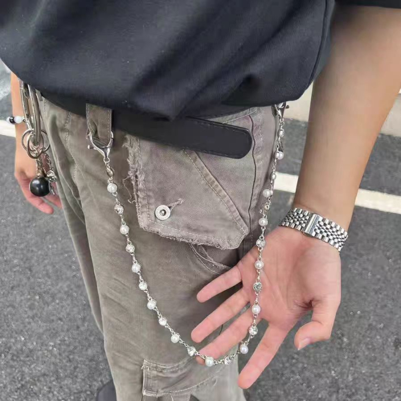 Pojasni lanac s motivom četiri lista, rhinestones leptira i ledenog cvijeta; metalni materijal; elegantan stil; unisex; proljeće 2025 izlazak