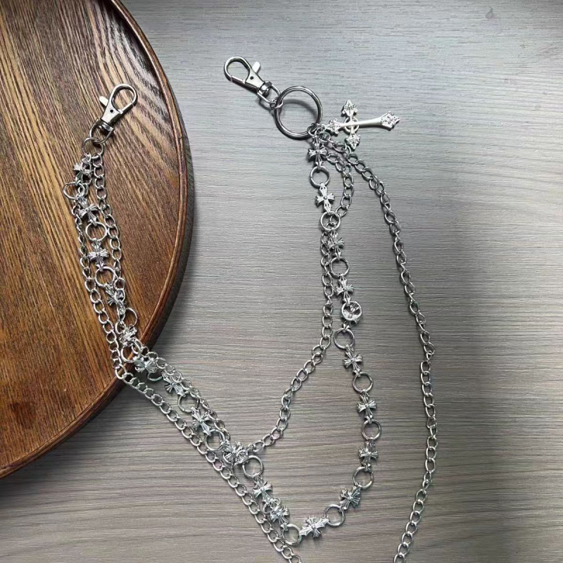 Pojasni lanac s motivom četiri lista, rhinestones leptira i ledenog cvijeta; metalni materijal; elegantan stil; unisex; proljeće 2025 izlazak