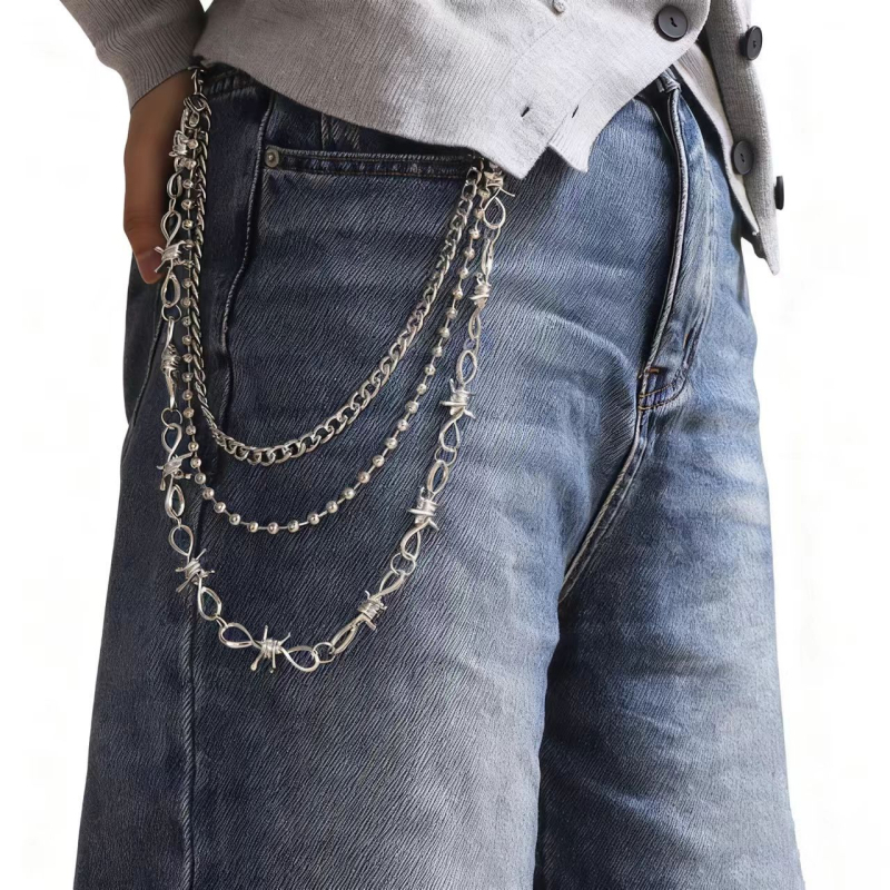 Struk lanac s višesmjernim hip-hop disco thorn-punk minimalističkim stilom, metal, unisex, duljina ispod 60 cm, prilagodljiv