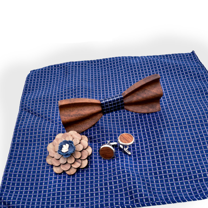 3D ξύλινο παπιγιόν, επίπεδη κεφαλή, ριγέ μοτίβο, unisex