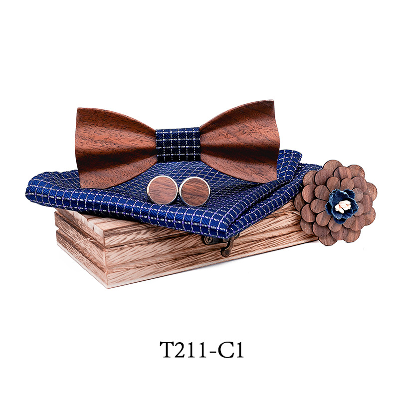 3D ξύλινο παπιγιόν, επίπεδη κεφαλή, ριγέ μοτίβο, unisex