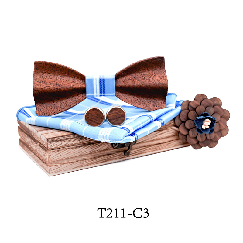 3D ξύλινο παπιγιόν, επίπεδη κεφαλή, ριγέ μοτίβο, unisex