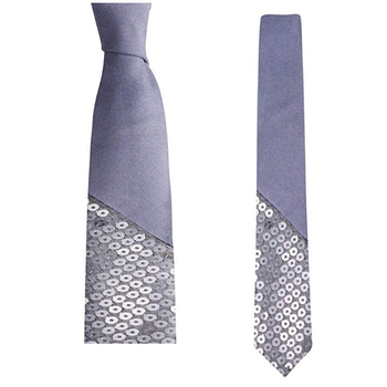 Γραβάτα unisex με παγιέτες και λαμπερό εφέ, μονοχρωματικό σχέδιο, στυλ βέλους, εκτύπωση πολυεστερικού νημάτος