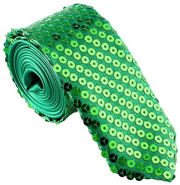 Γραβάτα unisex με παγιέτες και λαμπερό εφέ, μονοχρωματικό σχέδιο, στυλ βέλους, εκτύπωση πολυεστερικού νημάτος