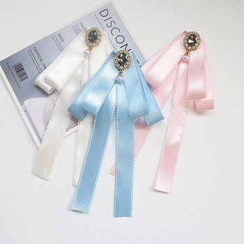 Λουλούδι για κολάρο με φιόγκο στρας, κράμα, μονόχρωμο, κορεατικό στυλ, ύφασμα βαμμένο με νήματα