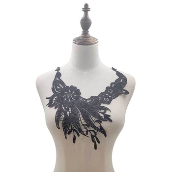 Siuvinėta nėrinių apykaklė – poliesterio siūlas, skirta apatiniam trikotažui, 3D tuščiaviduris dizainas, prekės ženklas Embroidered Textile