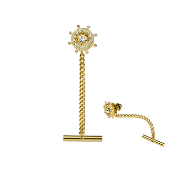 Nyakkendő-klip, sík fejű, gallér virág, geometriai mintázat, ötvözet, 18K elektroplattált felületkezelés, férfi esti viselet