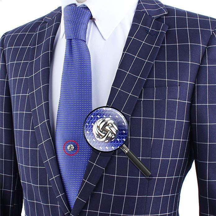 Nyakkendő-klip, sík fejű, gallér virág, geometriai mintázat, ötvözet, 18K elektroplattált felületkezelés, férfi esti viselet