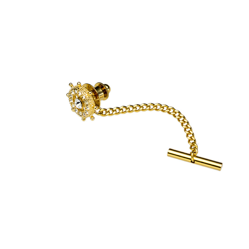 Nyakkendő-klip, sík fejű, gallér virág, geometriai mintázat, ötvözet, 18K elektroplattált felületkezelés, férfi esti viselet