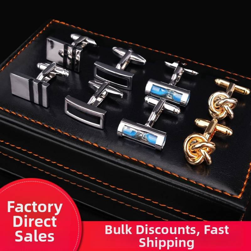 Set butoni pentru manșete și clips cravată, aliaj, unisex, stil geometric, electroplatare