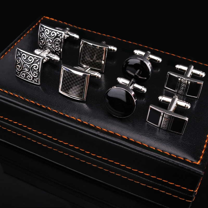 Set butoni pentru manșete și clips cravată, aliaj, unisex, stil geometric, electroplatare