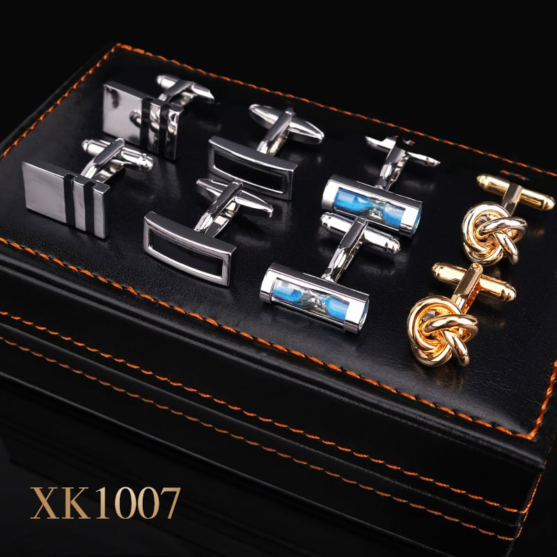 Set butoni pentru manșete și clips cravată, aliaj, unisex, stil geometric, electroplatare