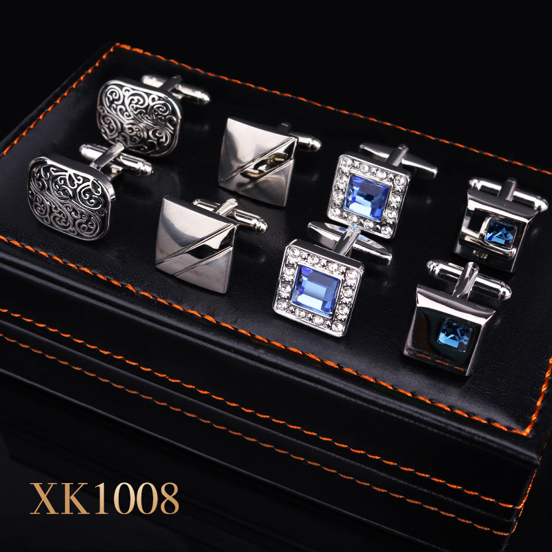 Set butoni pentru manșete și clips cravată, aliaj, unisex, stil geometric, electroplatare