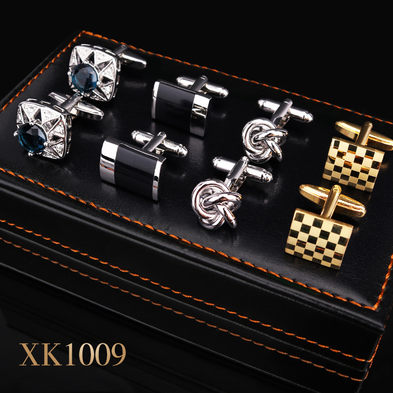 Set butoni pentru manșete și clips cravată, aliaj, unisex, stil geometric, electroplatare