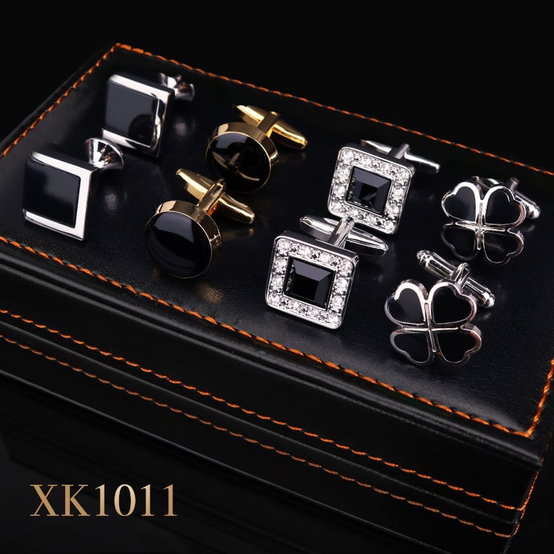 Set butoni pentru manșete și clips cravată, aliaj, unisex, stil geometric, electroplatare