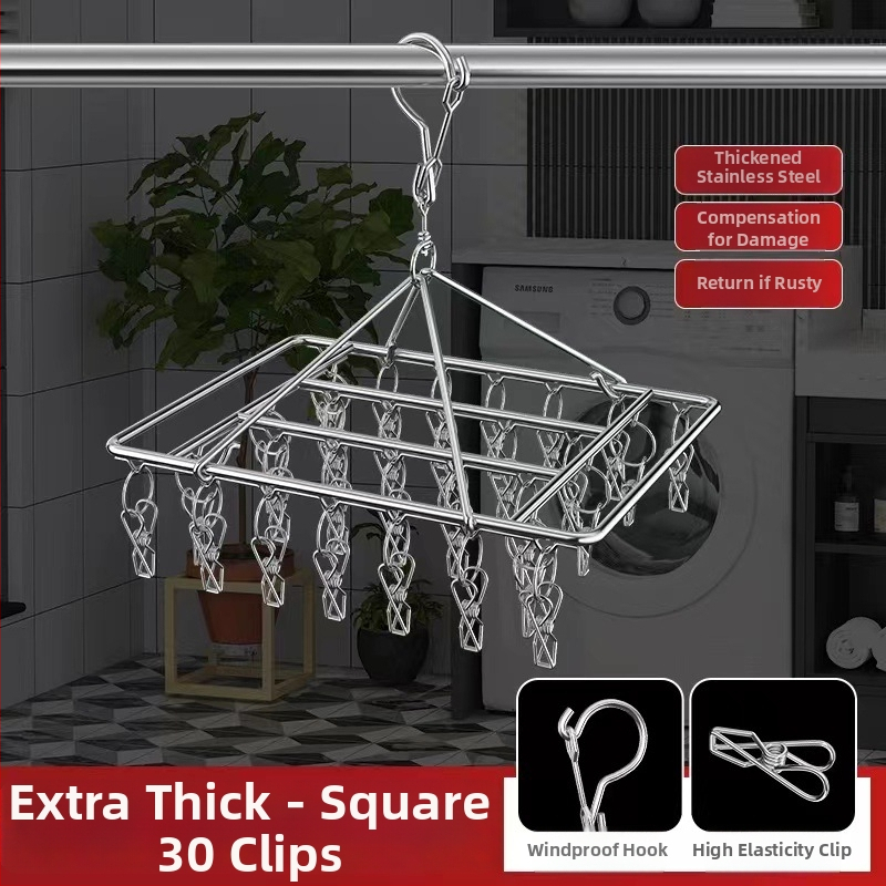 Ατσάλινο κλιπ για στέγνωμα, κρεμάστρα πολυλειτουργική αποθήκευσης για κάλτσες και ρούχα, Μοντέλο 009, πτυσσόμενο