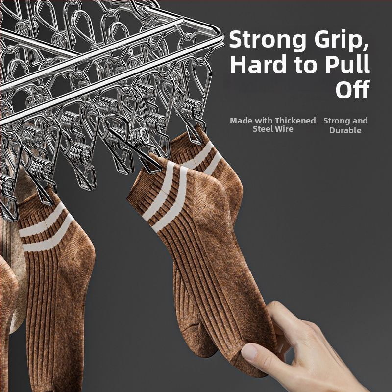 Nerezová vešiak na oblečenie s 48 klipsmi, skladací viacklipsový vešiak na sušenie oblečenia, ponožiek a spodnej bielizne