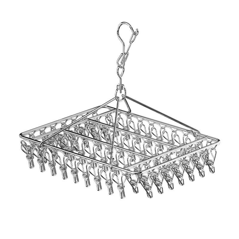 Κρεμάστρα από ανοξείδωτο ατσάλι με 48 κλιπ, πτυσσόμενη πολυκλιπ για ρούχα, κάλτσες και εσώρουχα