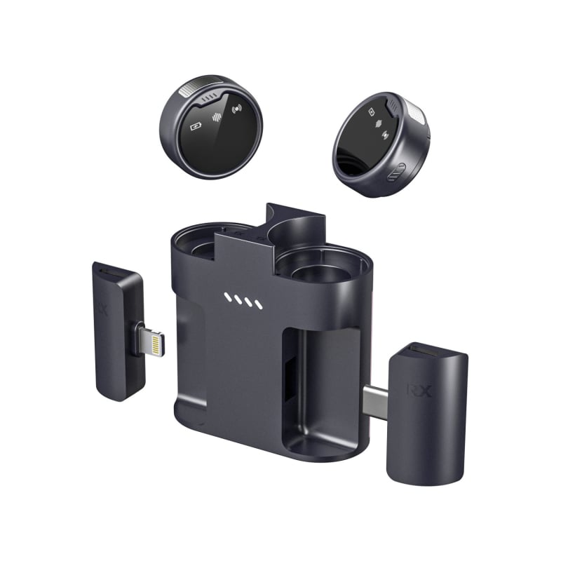 Lavalier mikrofons tiešraidei - omnidirekcionalais, iekšēja akumulatora 300–500 mAh, frekvenču diapazons 20 Hz–20 kHz, SNR ≥70 dB, 2 kanāli