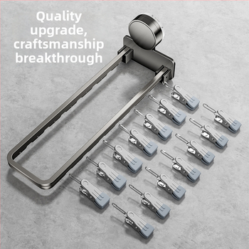 Danle Balkono džiovyklių laikiklis su siurbimo taurėmis, sulankstomas su keliomis klipėmis, sieninis, skirtas apatiniams drabužiams ir kojinėms, modelis 115, medžiagos: Space aluminum + carbon steel + silicone + plastic