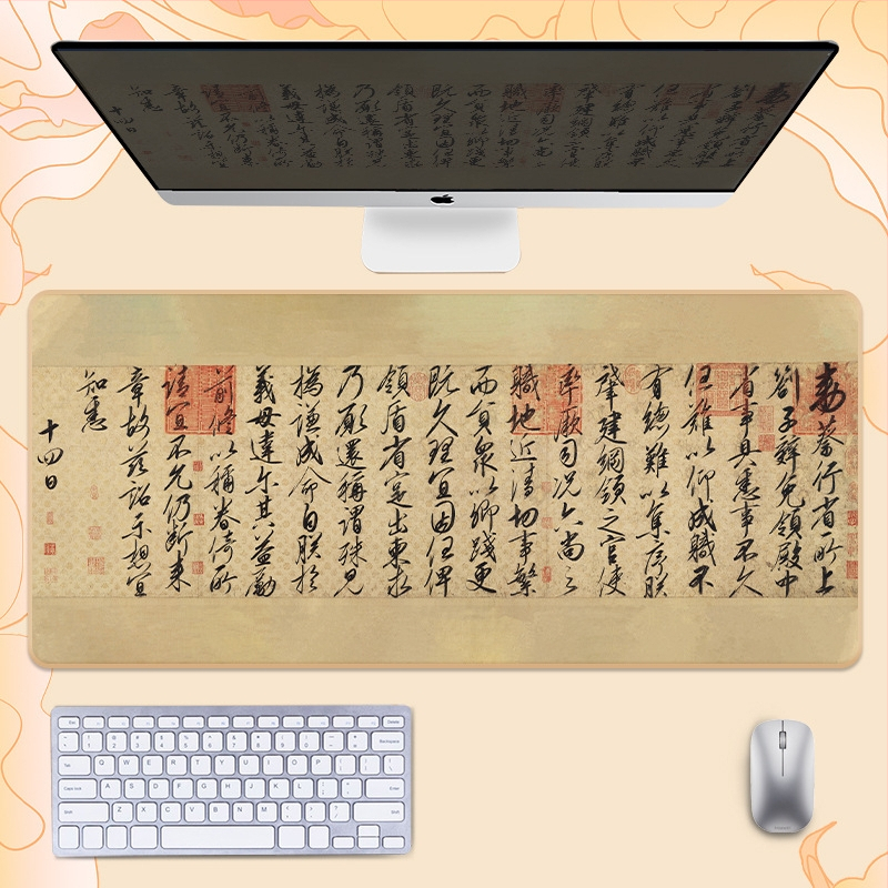 Гумирана подложка за бюро, двустранна, нехлъзгаща, OEM персонализиране, мотиви поезия и живопис