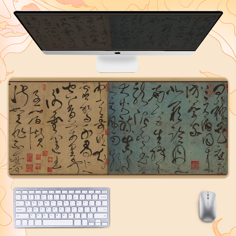 Гумирана подложка за бюро, двустранна, нехлъзгаща, OEM персонализиране, мотиви поезия и живопис