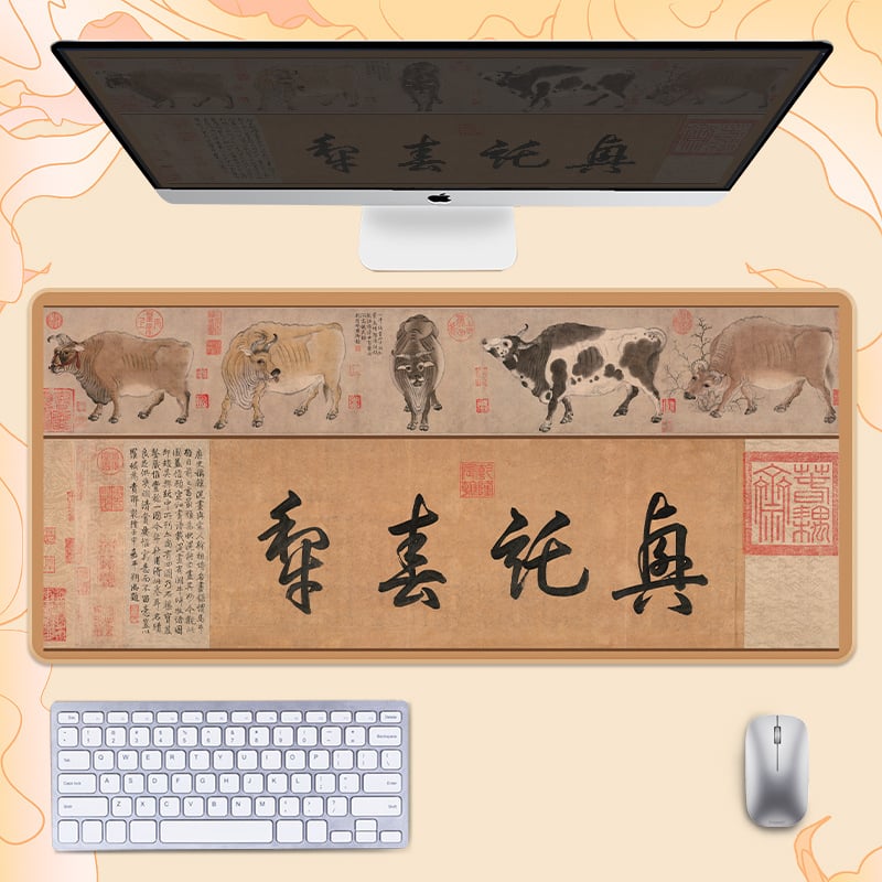 Гумирана подложка за бюро, двустранна, нехлъзгаща, OEM персонализиране, мотиви поезия и живопис