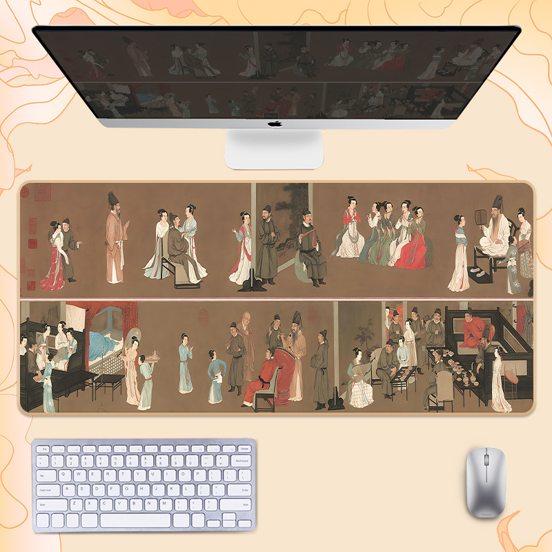 Гумирана подложка за бюро, двустранна, нехлъзгаща, OEM персонализиране, мотиви поезия и живопис