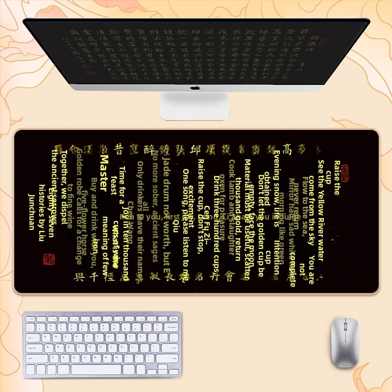 Гумирана подложка за бюро, двустранна, нехлъзгаща, OEM персонализиране, мотиви поезия и живопис