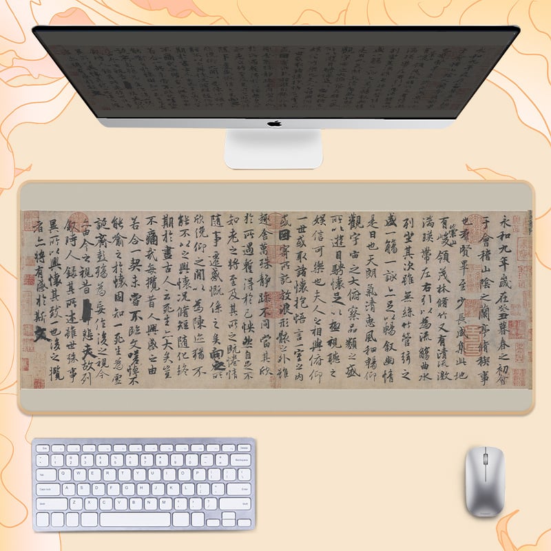 Гумирана подложка за бюро, двустранна, нехлъзгаща, OEM персонализиране, мотиви поезия и живопис