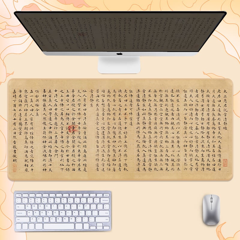 Гумирана подложка за бюро, двустранна, нехлъзгаща, OEM персонализиране, мотиви поезия и живопис