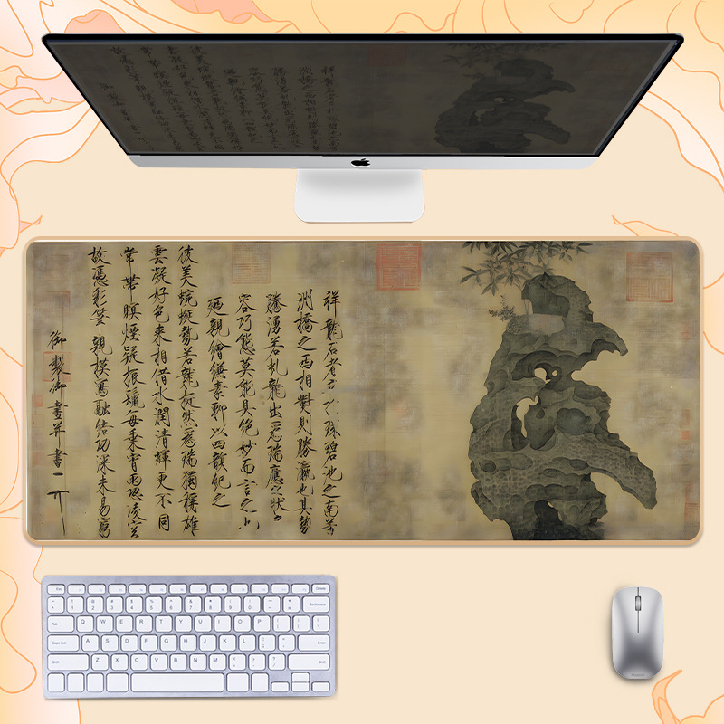 Гумирана подложка за бюро, двустранна, нехлъзгаща, OEM персонализиране, мотиви поезия и живопис