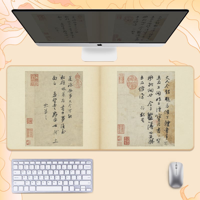 Гумирана подложка за бюро, двустранна, нехлъзгаща, OEM персонализиране, мотиви поезия и живопис