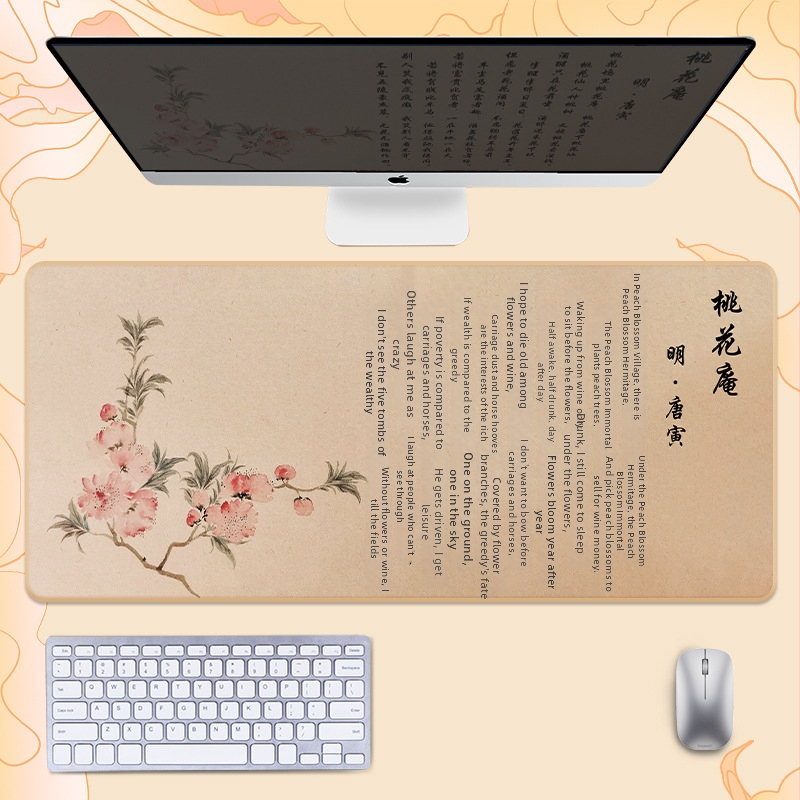 Гумирана подложка за бюро, двустранна, нехлъзгаща, OEM персонализиране, мотиви поезия и живопис