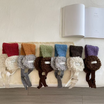 Детски плюшени ушанки за зима – унисекс, за деца, акрилна прежда, основен стил, Зима 2025