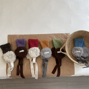 Детски плюшени ушанки за зима – унисекс, за деца, акрилна прежда, основен стил, Зима 2025