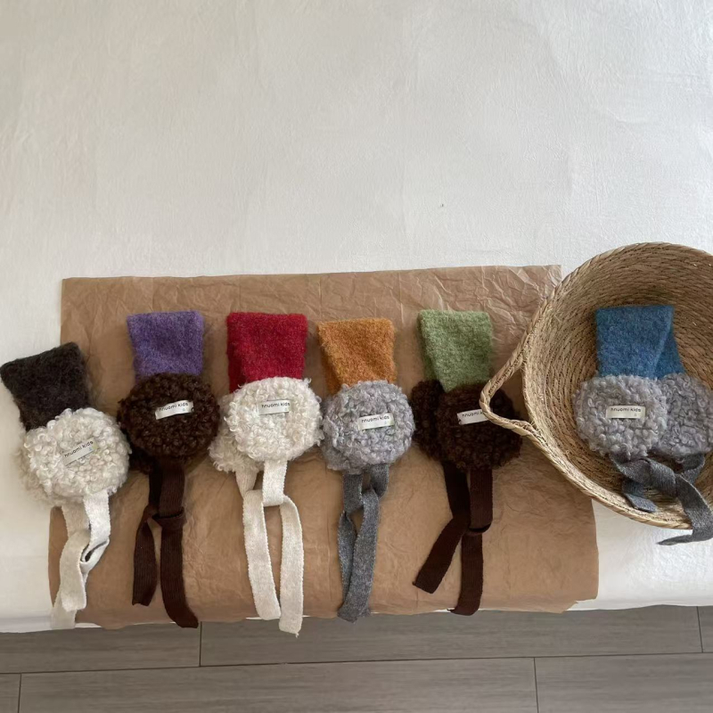 Детски плюшени ушанки за зима – унисекс, за деца, акрилна прежда, основен стил, Зима 2025