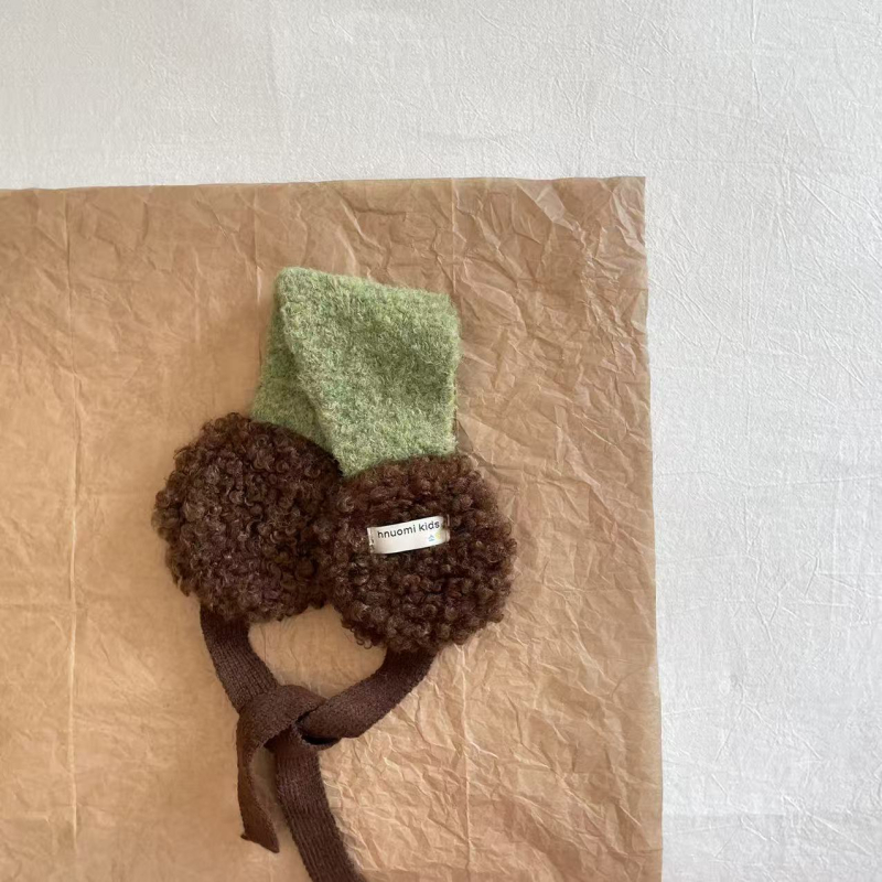 Детски плюшени ушанки за зима – унисекс, за деца, акрилна прежда, основен стил, Зима 2025