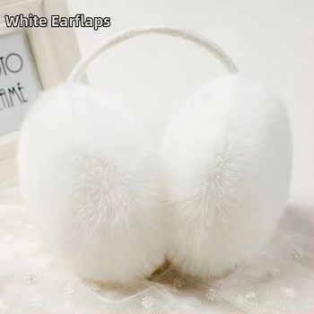 Ανδρικά/γυναικεία earmuffs με πίσω ιμάντα, plush ψεύτικη γούνα κουνελιού, μονόχρωμο σχέδιο, ζεστασιά για τον χειμώνα
