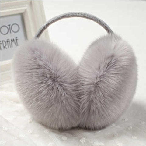 Ανδρικά/γυναικεία earmuffs με πίσω ιμάντα, plush ψεύτικη γούνα κουνελιού, μονόχρωμο σχέδιο, ζεστασιά για τον χειμώνα