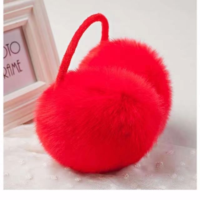 Ανδρικά/γυναικεία earmuffs με πίσω ιμάντα, plush ψεύτικη γούνα κουνελιού, μονόχρωμο σχέδιο, ζεστασιά για τον χειμώνα